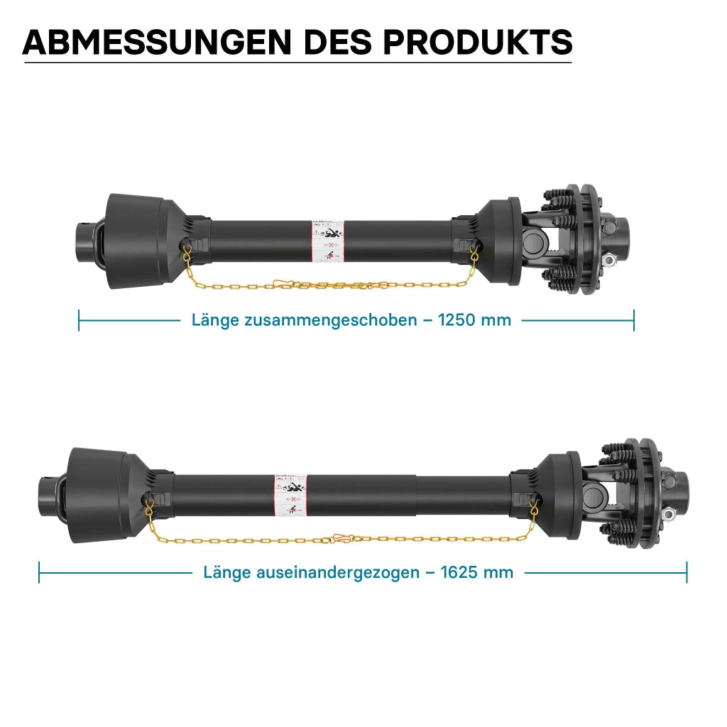 Albero cardanico T4 Giunto 1250-1375mm 460Nm 540rpm Cardano 40kW (55CV) 35mm rotondo 1 3/8" 6 denti