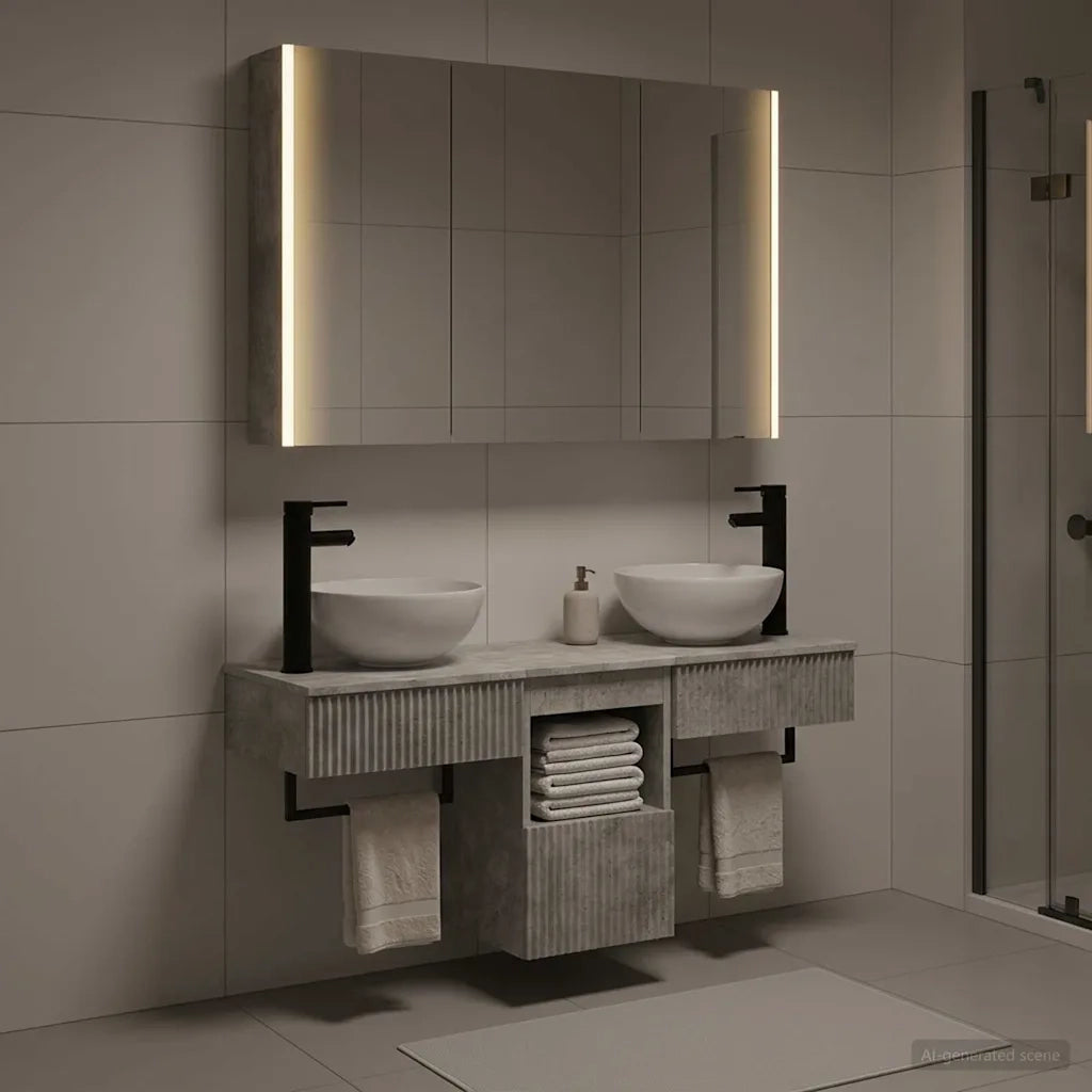 Set di Armadi da Bagno 4 pcs Grigio Cemento 3406266