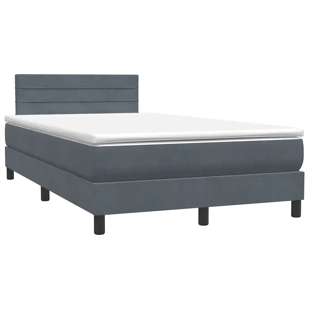 Letto a Molle con Materasso e LED Grigio Scuro 120x220 cm Velluto 3317020