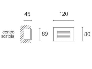 Lampada Segna Passo Rettangolare da Incasso a Parete a LED 3W 3000K Sovil Alluminio