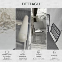 Set da Giardino in Rattan PE Stile Boho, Divano 2 Posti con Chaise Longue e Tavolino, Grigio Chiaro