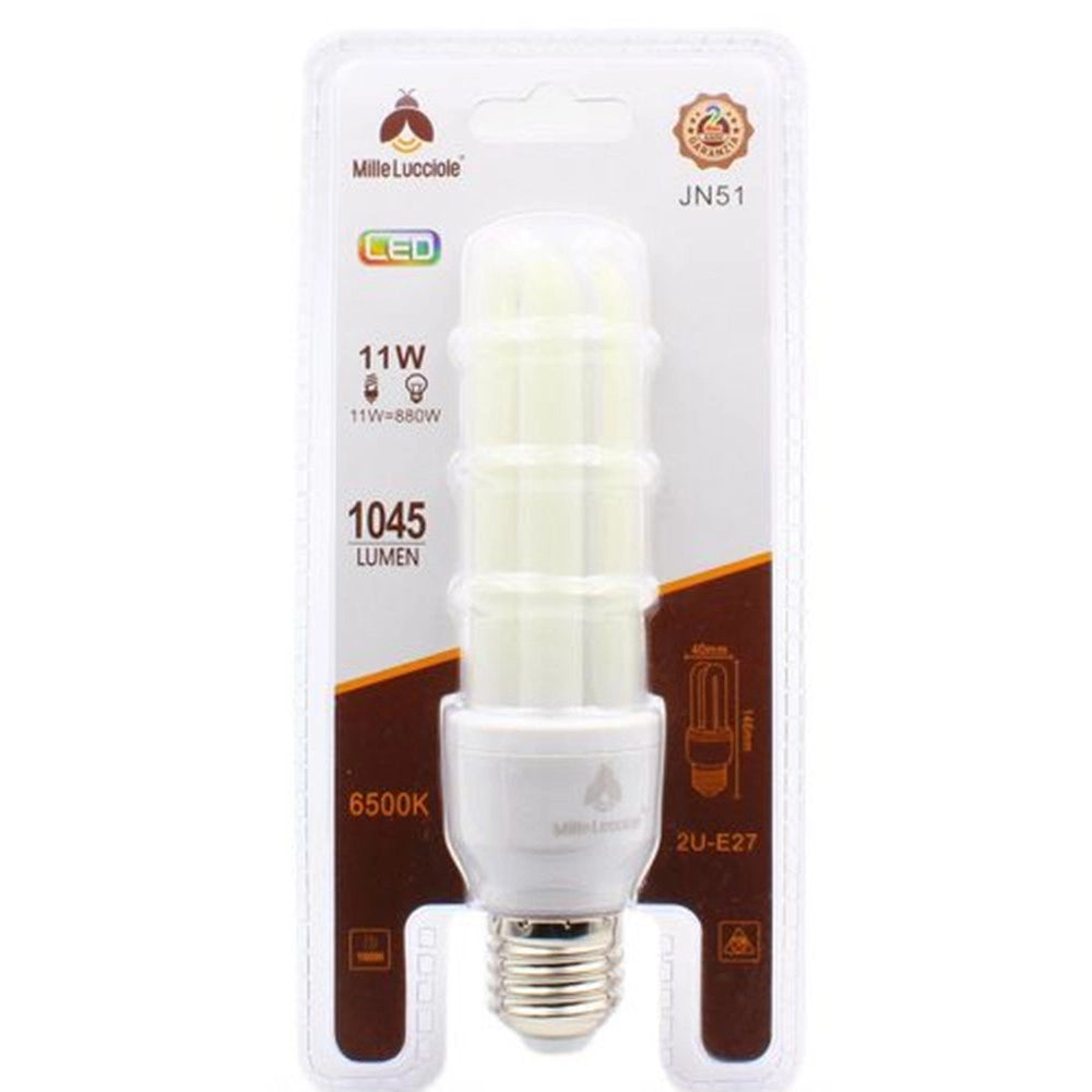 Trade Shop - Lampadina Led E27 11w 2u Tubolare Opaca Luce Fredda 6500k Naturale 4000k Calda 3000k -
