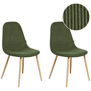 Set di 2 sedie da pranzo Struttura in tessuto verde Seduta in velluto a coste Design moderno senza braccioli