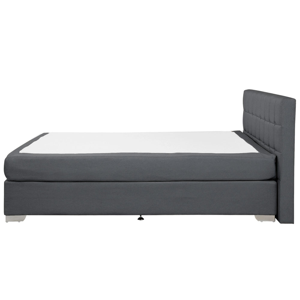 Letto Tessuto Nero Imbottito 160 x 200 cm Struttura Con Testiera Trapuntata E Materasso