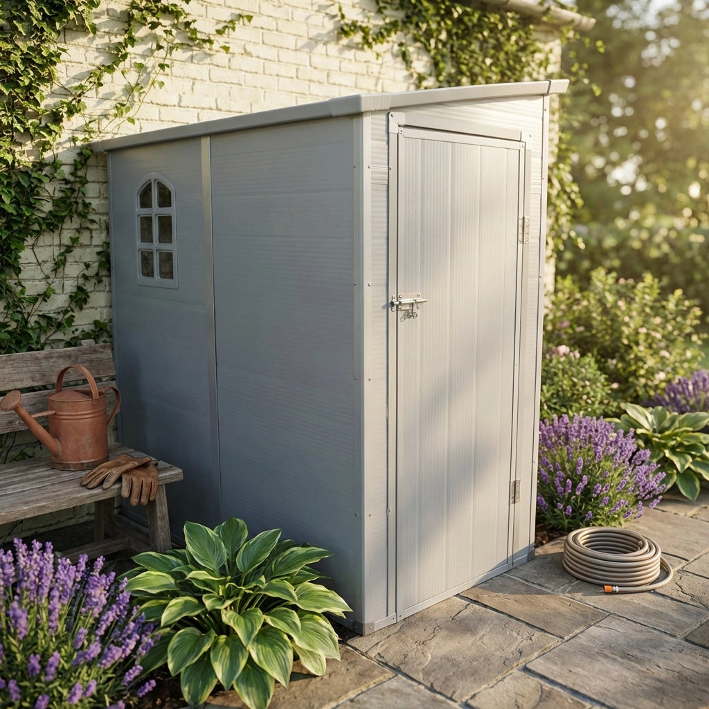 Casetta Porta Attrezzi da Giardino in Plastica cm 111x191x194 - REX
