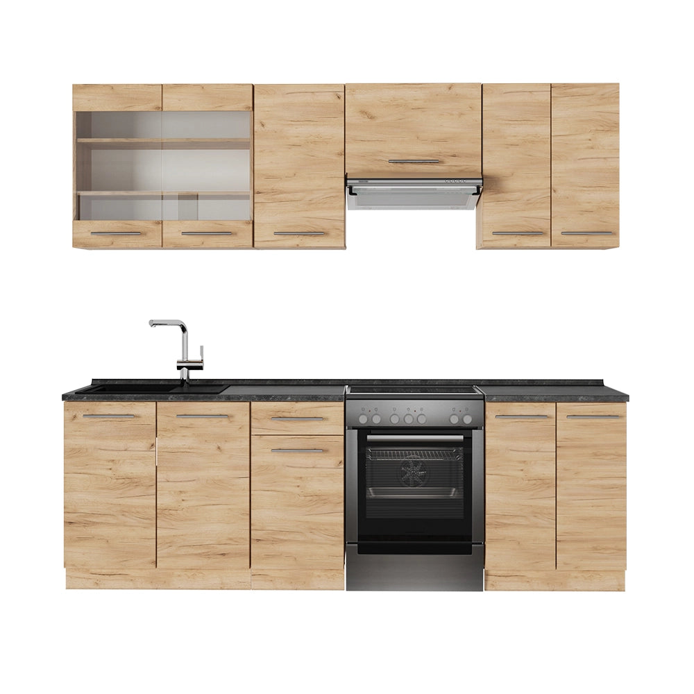Cucina componibile Fame-Line Rovere dorato/Rovere dorato 240 cm, PL Antracite Vicco