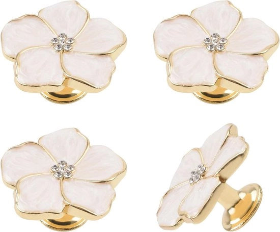 Premiata linea - 4 pezzi Pannelli di carica per candelabro | Dadi decorativi a forma di zigrinatura d'oro per console | Arredamento | Superficie di dosatura bianca