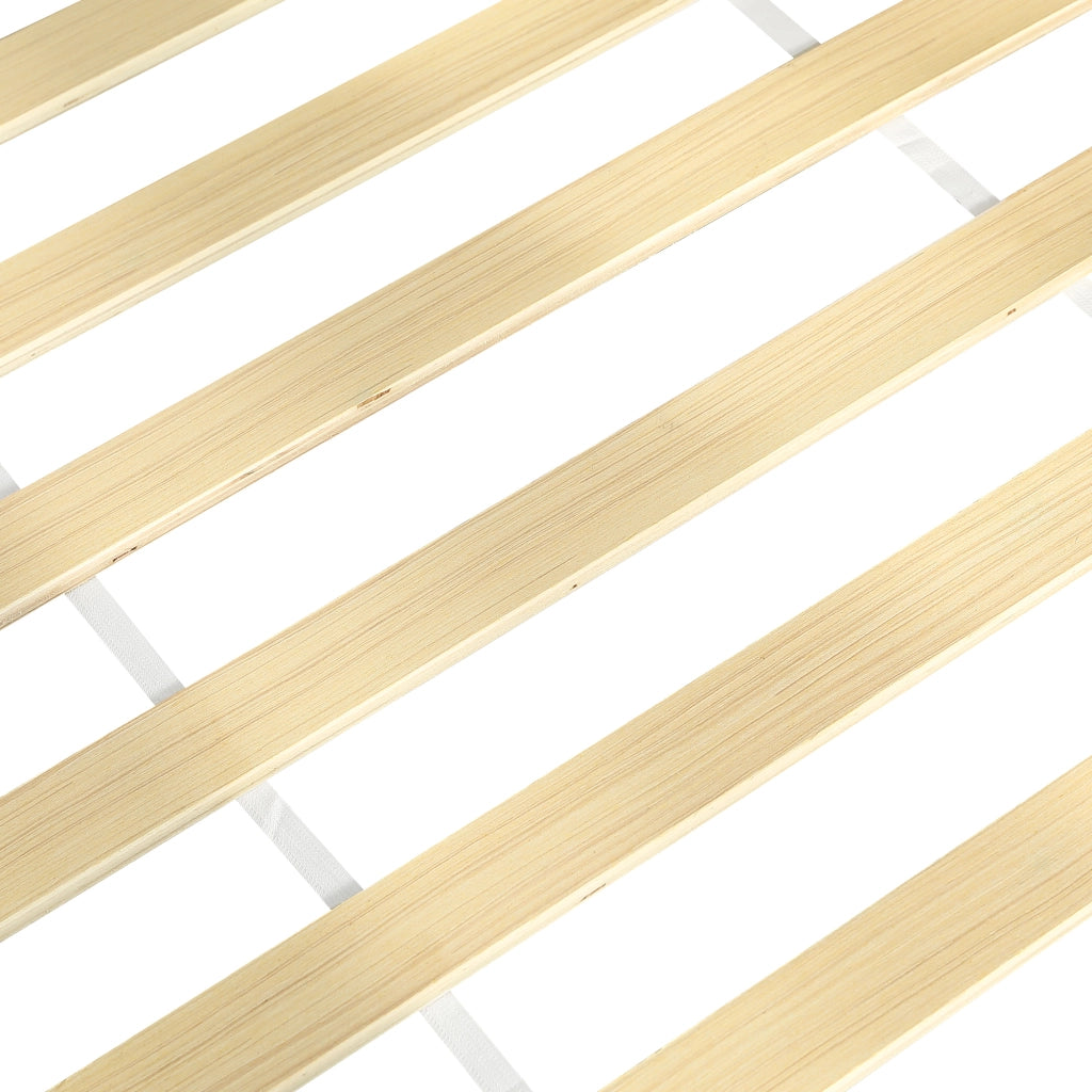 Letto in legno 120x200 cm, con letto estraibile 90x190 cm, testiera imbottita, luci a LED, ripiano portaoggetti, presa di ricarica, bianco