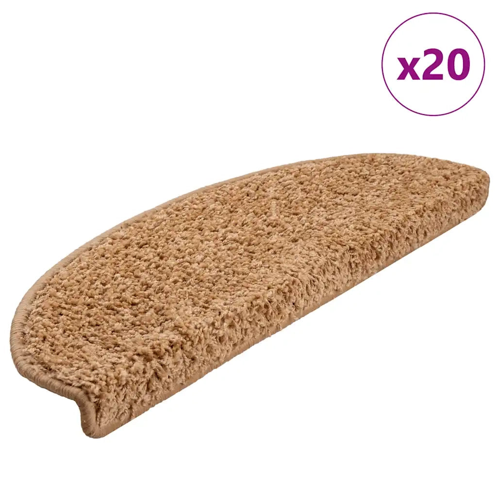 Tappetini per scale 20 pz 65x21x4 cm Beige Semicircolari Grandi
