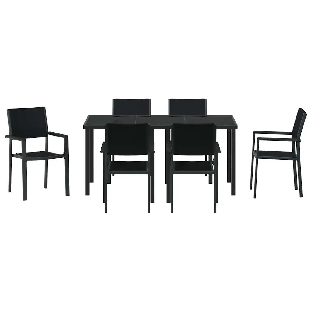 Set da Pranzo per Giardino 7 pcs Nero 3379153