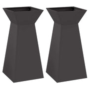 2 pz Fioriere | Cassetta per fiori | Vaso a Pilastro Nero 35 x 35 x 73 cm