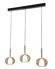 Lampada a Sospensione Edolo in Metallo e Vetro Borosilicato Colore Ambra, 3x E27 40W, IP20, Design Elegante per Interni - Edolo