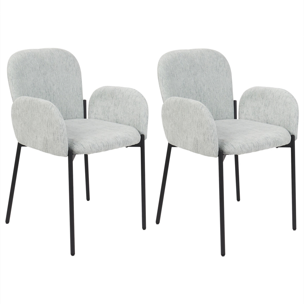 Set di 2 sedie da pranzo in tessuto verde menta imbottito con gambe nere Stile retrò Mobili per il soggiorno