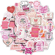 Sticker estetici autoadesivi rossi - 60 pezzi - vinile trasparente - impermeabile - per bottiglia di acqua, quaderno, laptop - stile 2