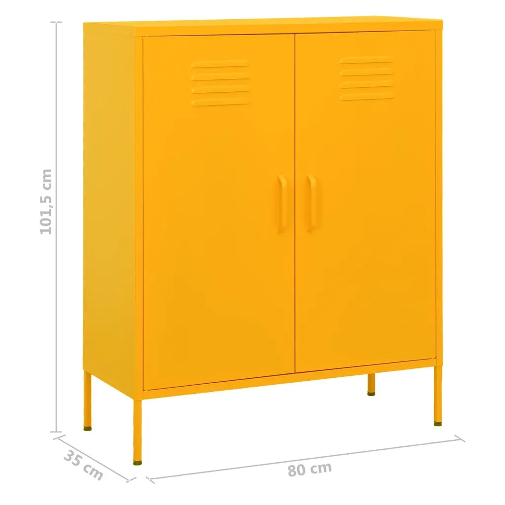 Armadietto Giallo Senape 80x35x101,5 cm in Acciaio 336164