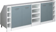 Set di mobili sottotetto Rion, Grigio-blu, 210 cm Set di 5 carcasse armadio profondità 60 cm, adatto per il salvaspazio sotto tetti spioventi