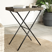 Tavolino Vassoio Pieghevole-Tavolino da soggiorno-Tavolo Grigio 65x40x75 cm in Polyrattan