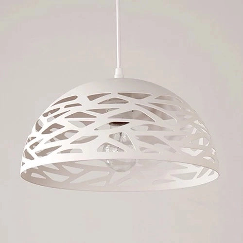 Lampadario sospeso a campana cupola luce led E27 in metallo nero bianco moderno