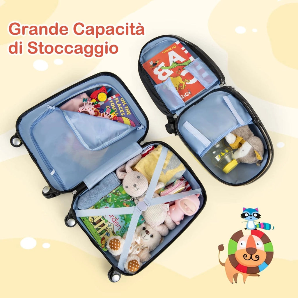 Set di Valigia per Bambini, 18" Valigia+ 12" Zaino, 2 Pezzi, con Ruote Girevoli a 360° e Maniglia Retrattile, Ideale per Viaggiare in Modo Comodo e Divertente (Modello 23)