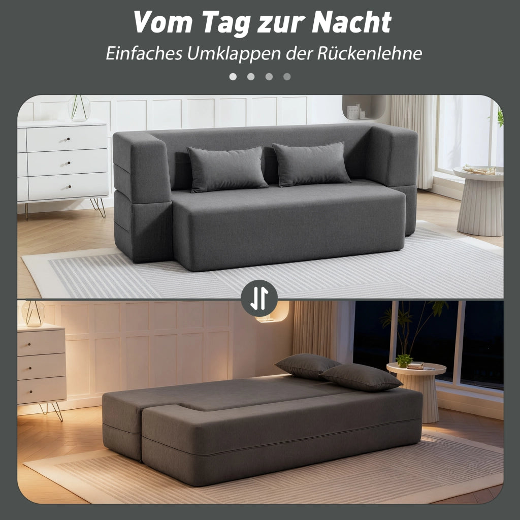 Divano letto 2 posti ¨C Zephmum ¨C Tessuto grigio