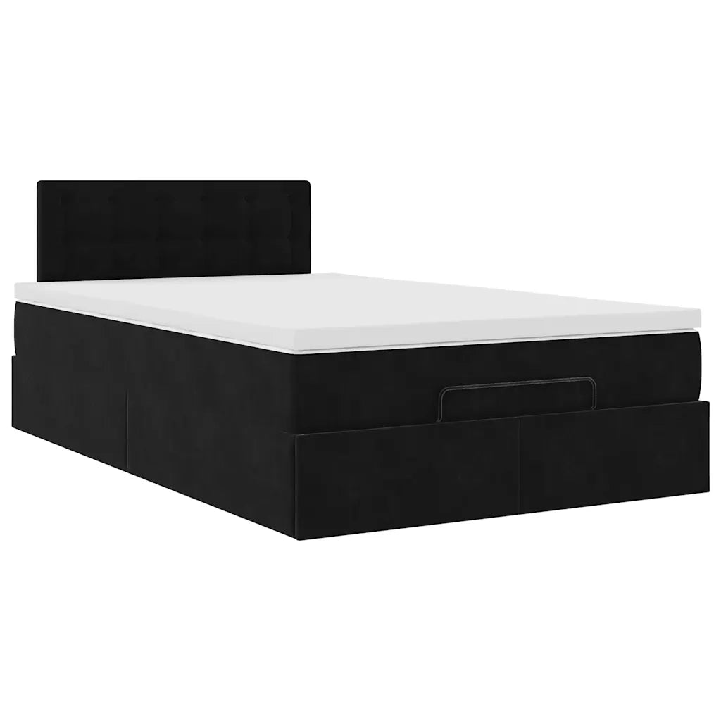 Pouf Letto con Materasso e LED Nero 120x190cm in Velluto 3312754
