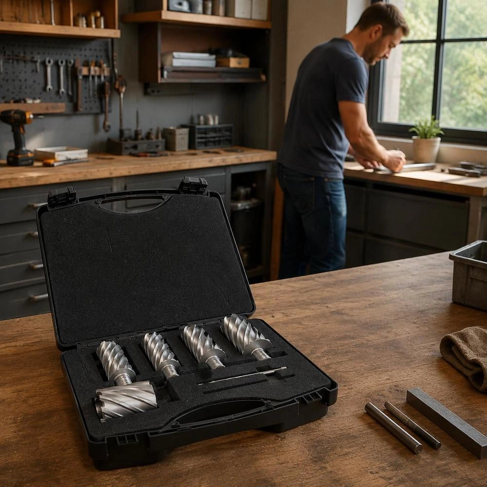 Metal Core Drill Set, 6 Pieces: 1, 1-1/8, 1-1/4, 1-1/2, 1-3/4, 2 Inch; Core Drill Set, 50.8 Mm Cutting Depth; Ring Cutter Set, Made Of M2AL High-speed Steel; Accessories For Magnetic Drilling Machines