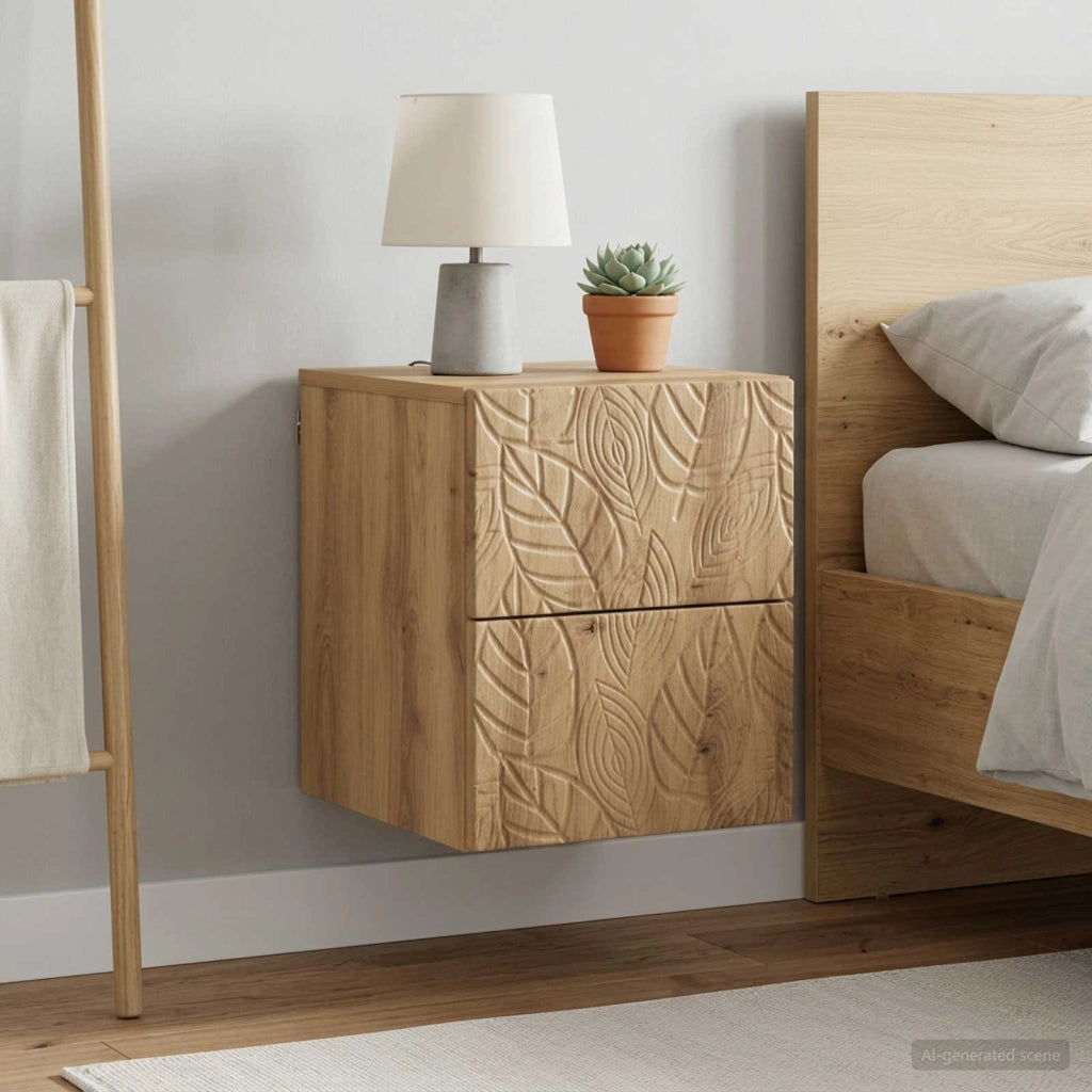 Mobiletto da notte a muro 2 pz Rovere Artigianale 898824