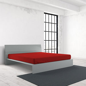 Lenzuolo Sotto con Angoli ed Elastico Tinta Unita Rosso Matrimoniale