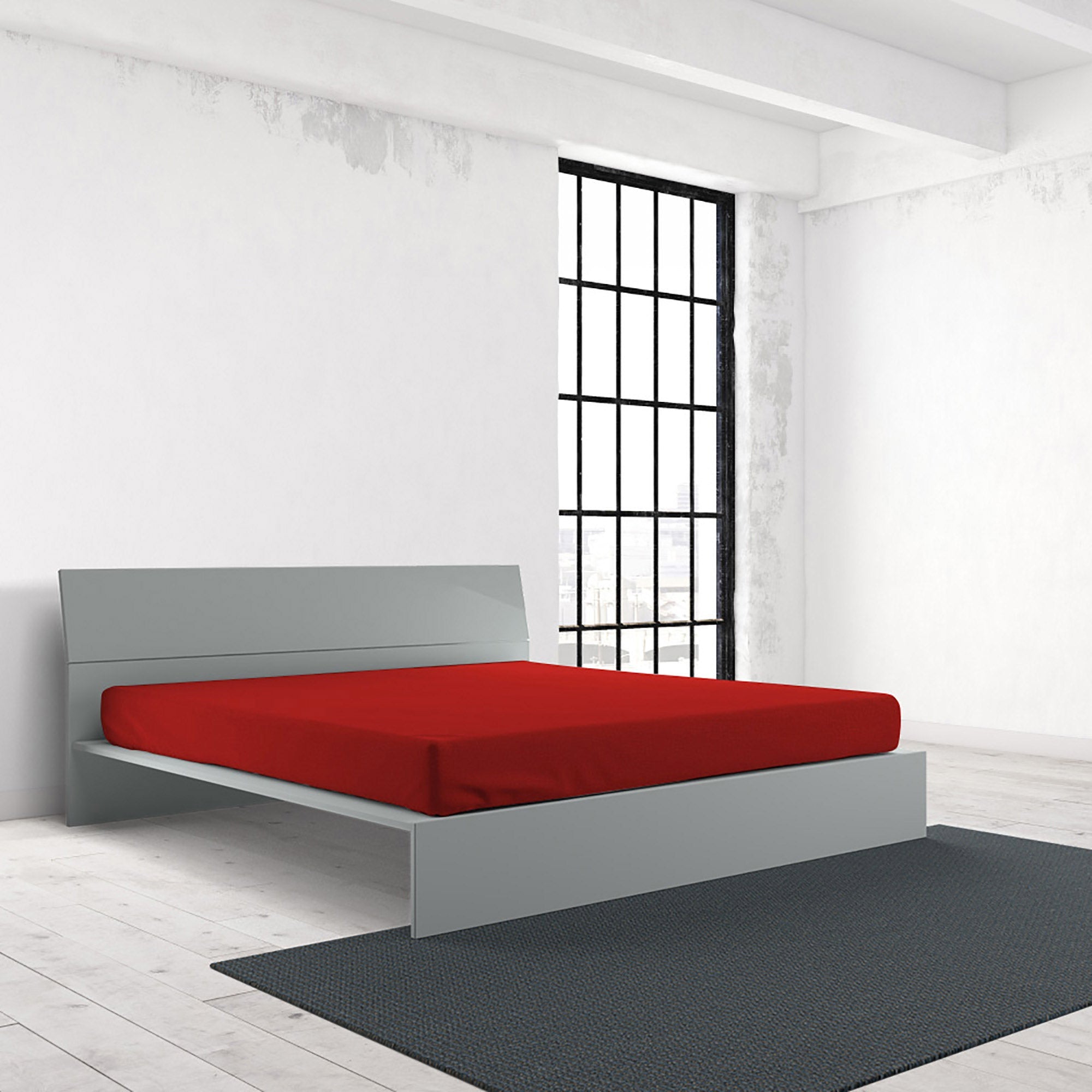 Lenzuolo Sotto con Angoli ed Elastico Tinta Unita Rosso Matrimoniale Maxy