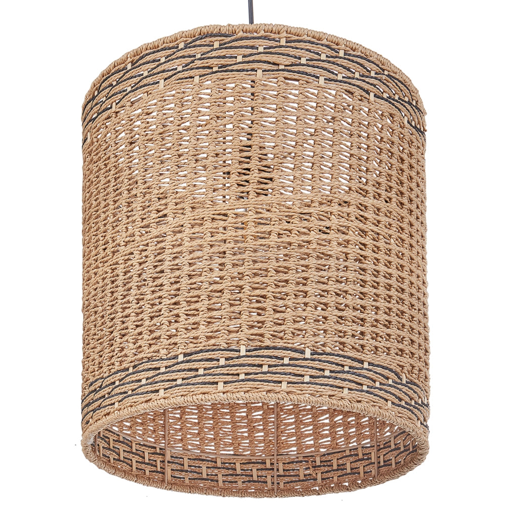 Lampadario con paralume in corda di carta naturale stile elegante soggiorno salotto