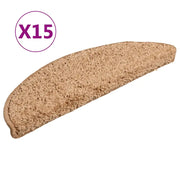 Tappetini per scale 15 pz | Gradini per Scale 56x17x3 cm Beige Semicircolari