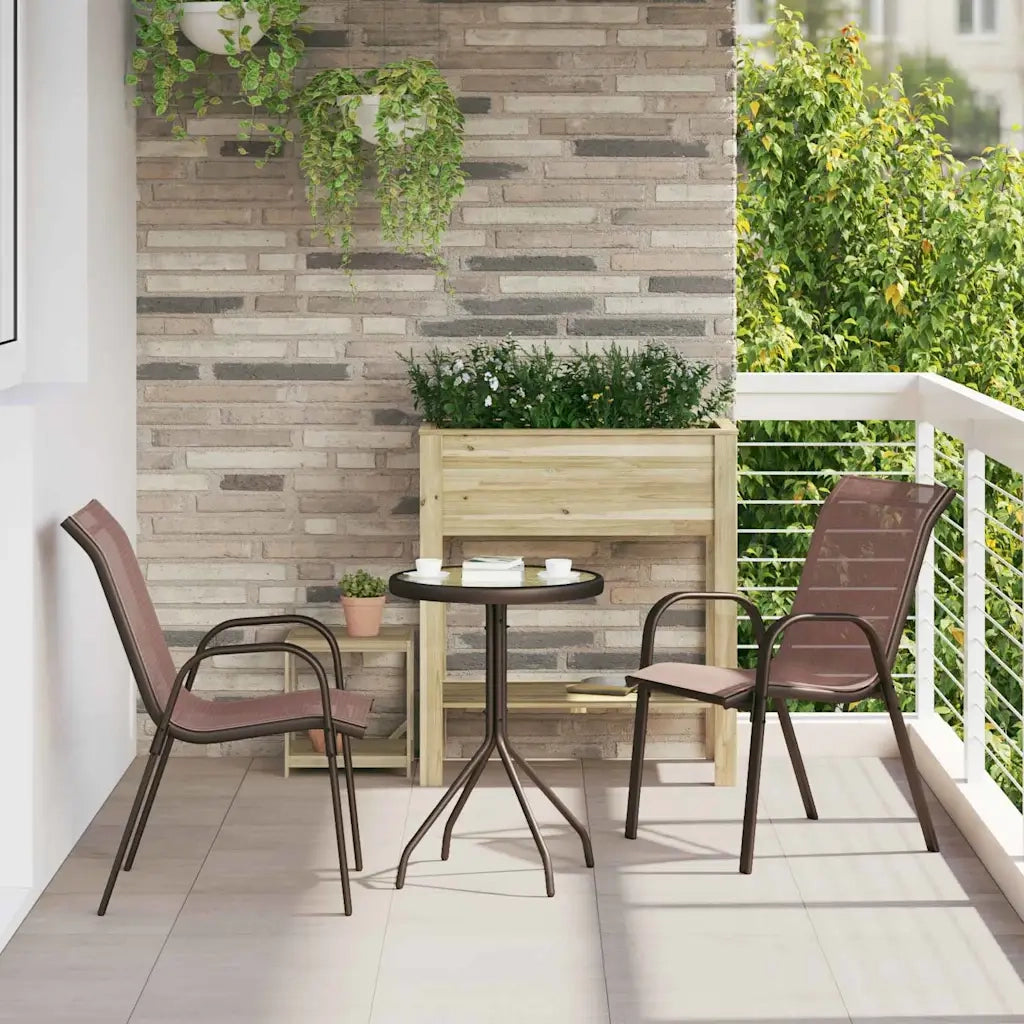 Set Bistro da Giardino 3 pz | Set Salotto da Giardino Marrone Acciaio