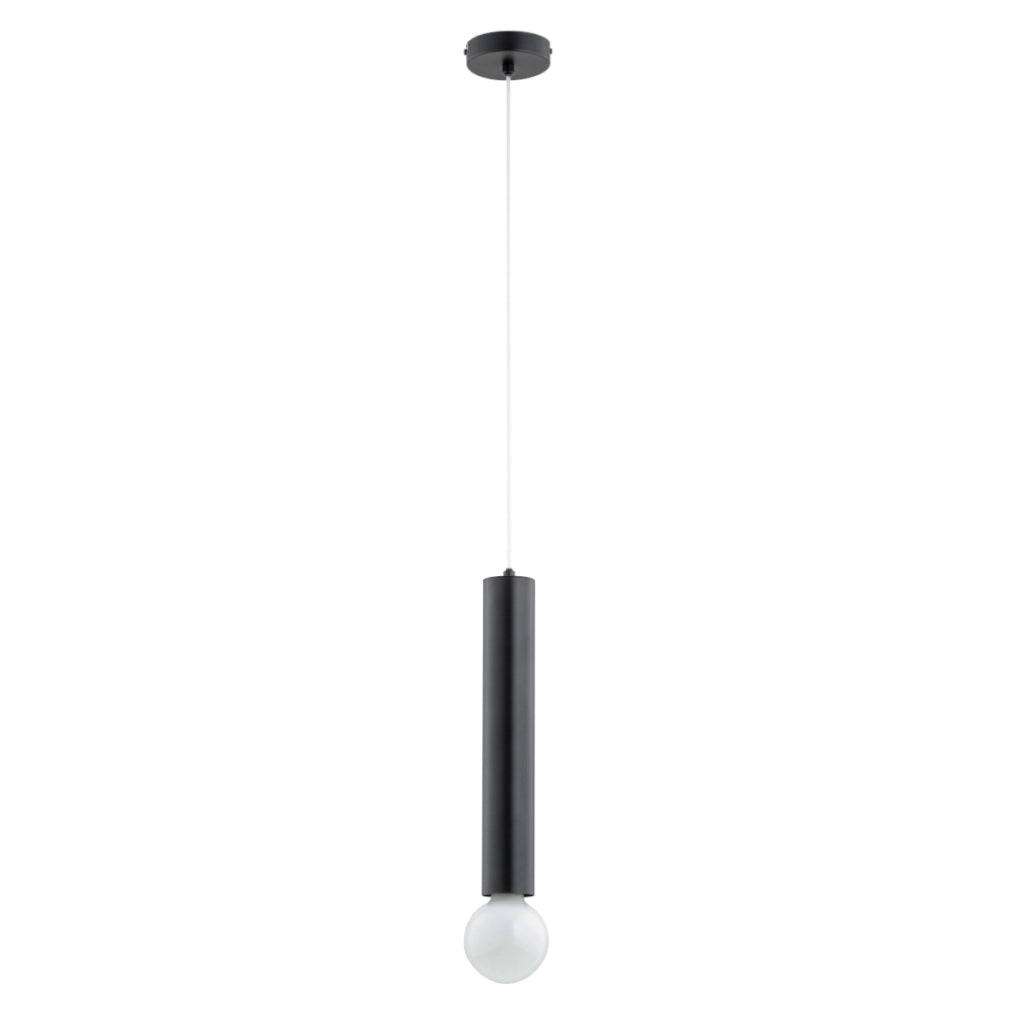 Lampada a sospensione minimal nera tubo E27 15W Twister Alfa