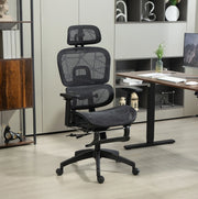 Sedia da ufficio ergonomica in rete con poggiapiedi