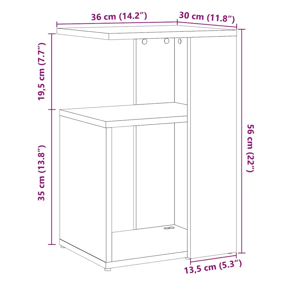 Tavolino da Salotto Rovere Artigianale 36x30x56cm in Truciolato 856559
