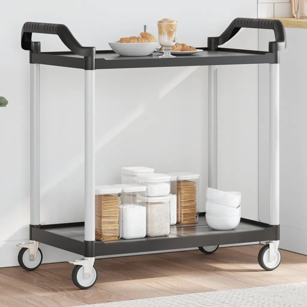Carrello a 2 Ripiani Nero 99x50x97 cm in Alluminio 30324