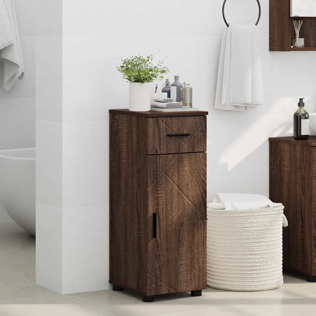 Mobile da Bagno | Armadio da bagno con cassetto Rovere Marrone 30 x 35 x 80 cm