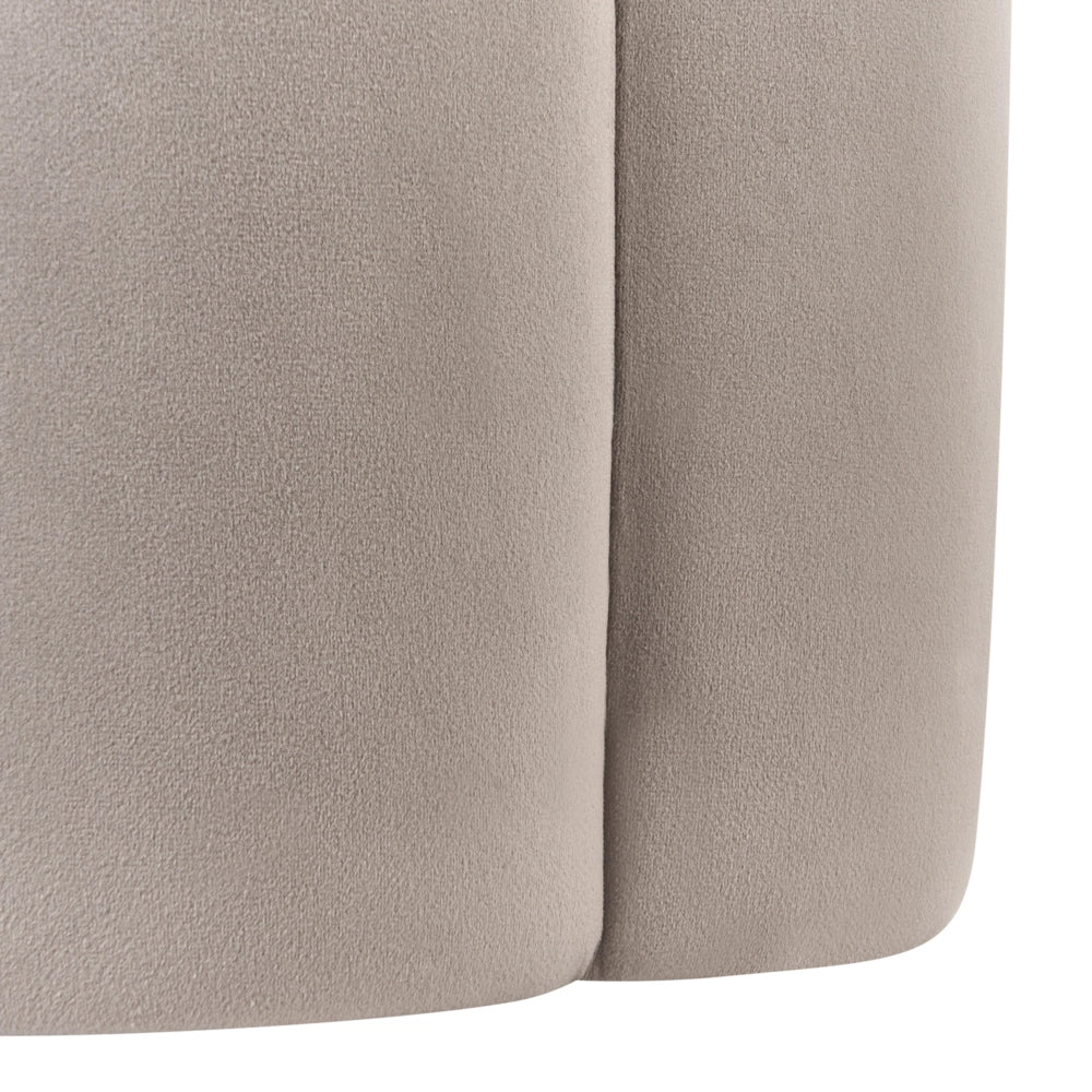 Pouf rotondo in velluto taupe 39 x 34 x 45 cm | Poggiapiedi imbottito dal design moderno per soggiorno e camera da letto