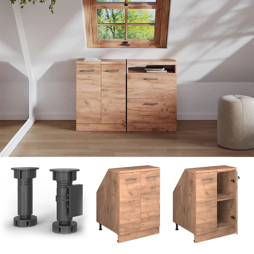 Mobile sottotetto Rion Rovere dorato/Rovere dorato 60 x 83.8 cm con 2 porte, carcassa 60 cm profondità Vicco