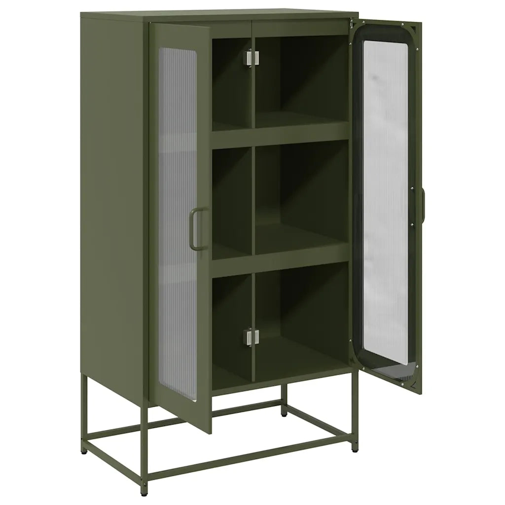 Credenza-Buffet-Armadio da cucina Verde Oliva 68x39x123 cm in Acciaio 703390