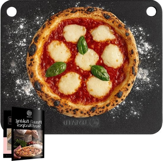Piatto in Stagno per Forno - Piatto per Cuocere il Pane - Alta Conduttività Termica - 40x34cm - Nero