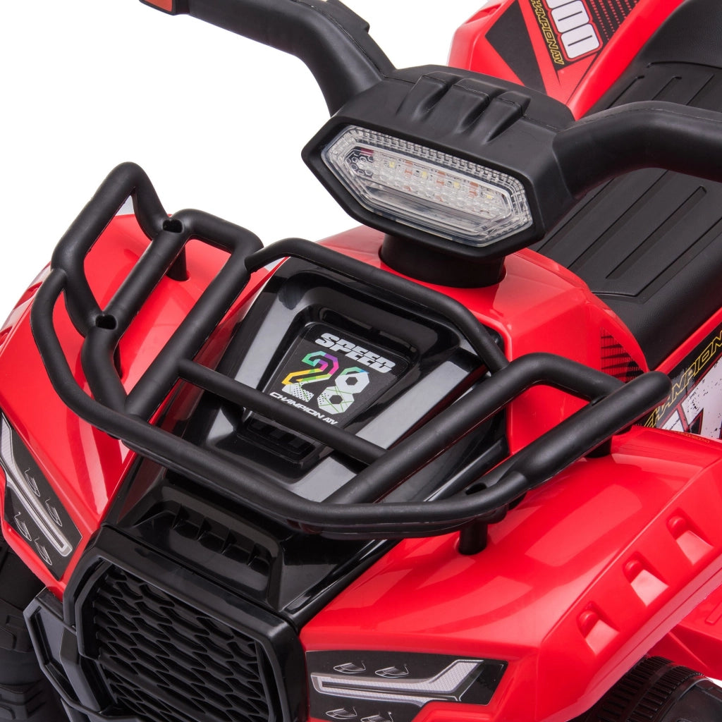 EasyComfort Quad Elettrico per Bambini con Batteria Ricaricabile 6V, Pulsante Acceleratore, Età 18-36 Mesi, 70x42x45cm, Rosso