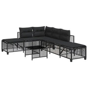 Set Divani ad Angolo 3 pz | Set Salotto da Giardino con Cuscini in Polyrattan Nero