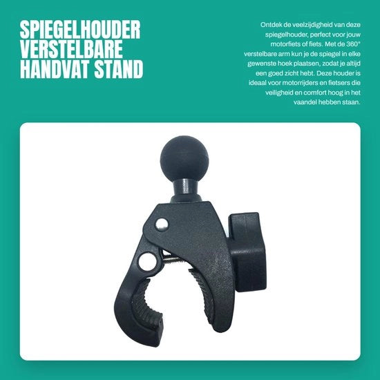 Supporto per gomitiere 360° regolabile - Manubrio - Motocicletta/Bicicletta - Antiscivolo - Gomma - Adatto per diametro gomiera 16-38 mm