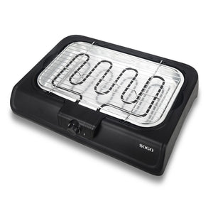 SOGO Barbecue Elettrico 2 in 1 – 2000W – Tavolo e Supporto, Griglia Antiaderente, Termostato Regolabile, Vassoio Raccogli Grasso, Facile da Pulire