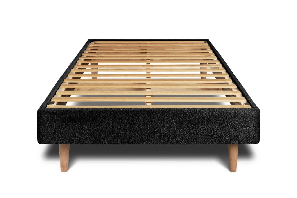 Letto 90x200 cm con testata imbottita - tessuto bouclé
