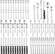Set da tavola per 12 persone, 72 pezzi, con coltello, forchetta, cucchiaio, elegante set da tavola in acciaio inossidabile per uso domestico/ristorante/festa, compatibile con lavastoviglie.