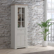 Vetrina Forma 2 Ante con Cassetto e Luci LED Rovere Bianco Neve e Olmo Scuro – Compatta e Raffinata