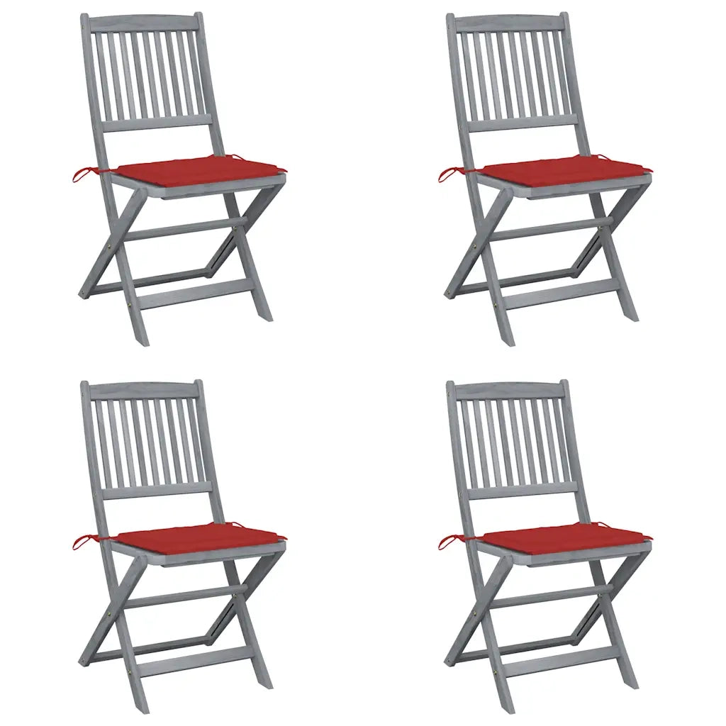 Sedie da Giardino Pieghevoli 4pz con Cuscini in Massello Acaciacod mxl 93715