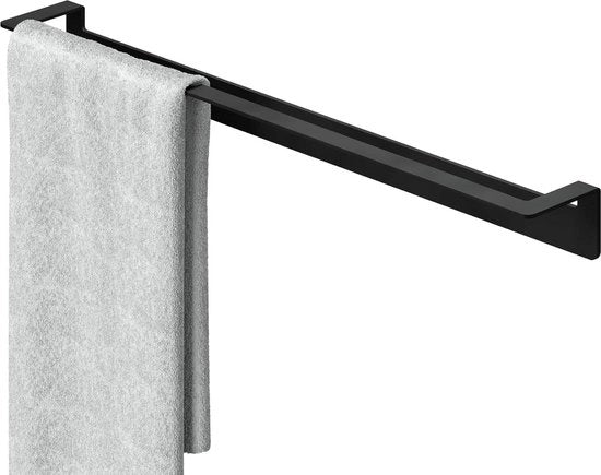 Maniglia per asciugamano in acciaio inossidabile senza perforazione 60 cm nero - regolatore per asciugamano bagno ad autoadesivo - montaggio semplice